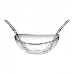 Saladeira 32cm Oval Breakfast Com 2 Talheres Em Acrílico